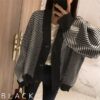 全3色 韓国ファッション ボーダー セーター ゆったりする Ｖネック カーディガン ボタン - 画像 (2)