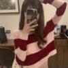 全5色 ボーダー トップス インナー カットソー クロップド丈 短め 韓国風 - 画像 (4)