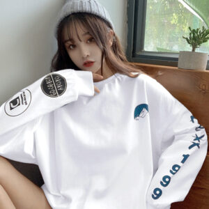 ロゴトレーナー 韓国風Tシャツ 体系カバービッグシルエット ワンサイズ 3色